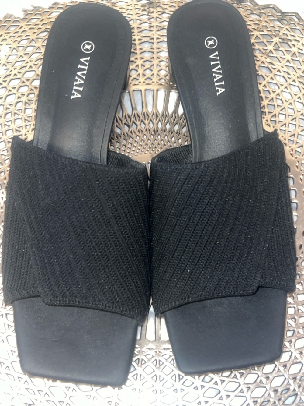 Vivaia Jade Deep Ebony Knit Slide Mules - Women's Black
